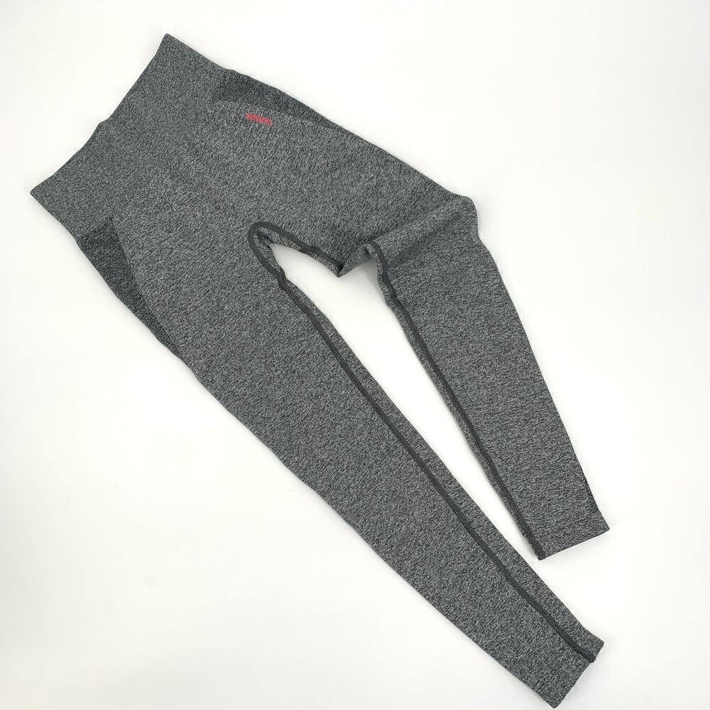 Gymshark High Waisted Flex Set Leggings Gray w/Pink Graphic Women’s Size Small